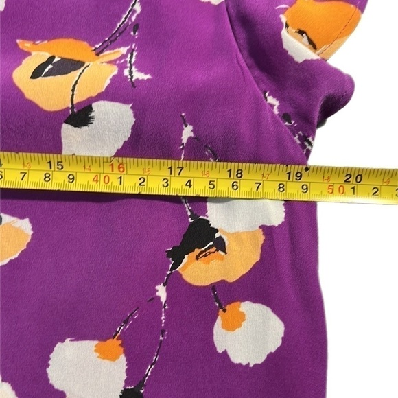 EUC Equipment Femme Floral Printed Ruffle Sleeve Pockets Silk Shirtdress M - Picture 9 of 12